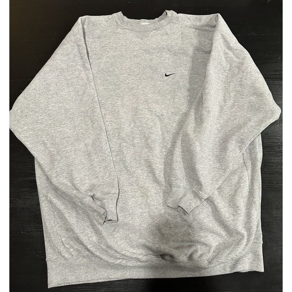 VTG NIKE Swoosh Embroidered Logo Sweatshirt Gray X-Large Length+4 Made In USA - Picture 2 of 6